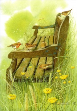 鳥 Painting - 椅子の上の鳥